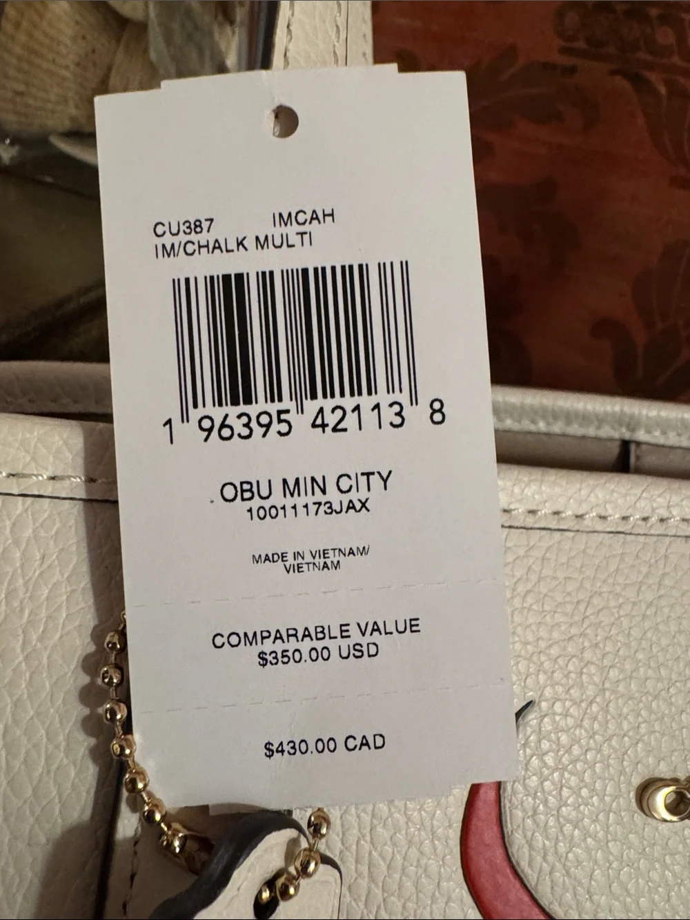 Coach x Observed by us…Small City Tote (CU 387) Chalk/Gold Multi